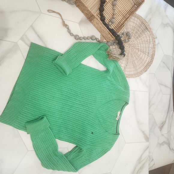 [ Old Navy] y2kvibes green vneck cable knit vibes long sleeve pull over sweater - Picture 7 of 9
